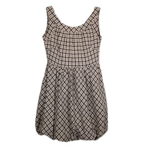 Here Be Dragons Balloon Mini Dress Sleeveless Plaid Lined Pockets Women's Small